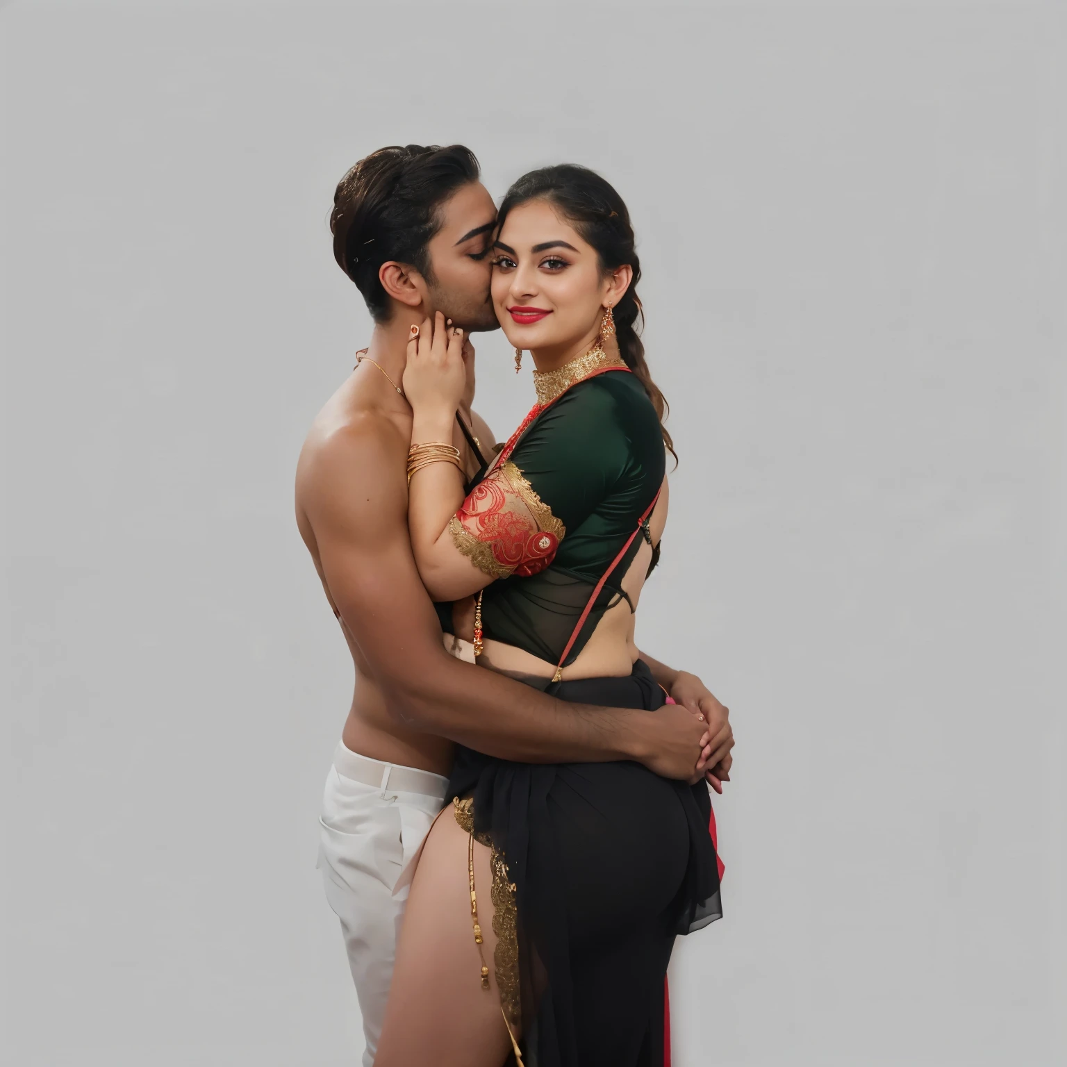 extreme close up photo of porn star Mahhi Vij from bottom view, big cheeks, hourglass figure, swooping breasts, body tied with rope and crowd playing tug of war with that rope, sexy navel, hanging from the ceiling with her arms tied by a rough rope on fashion show runway, red lips, wide open spread legs, pussy, sexy see through red saree, French braid hair, sultry, pussy, smile, look at viewer lusciously, HD, 4k, ultra high quality, (cinematic:1.3), intricate details, (ArtStation:1.2)