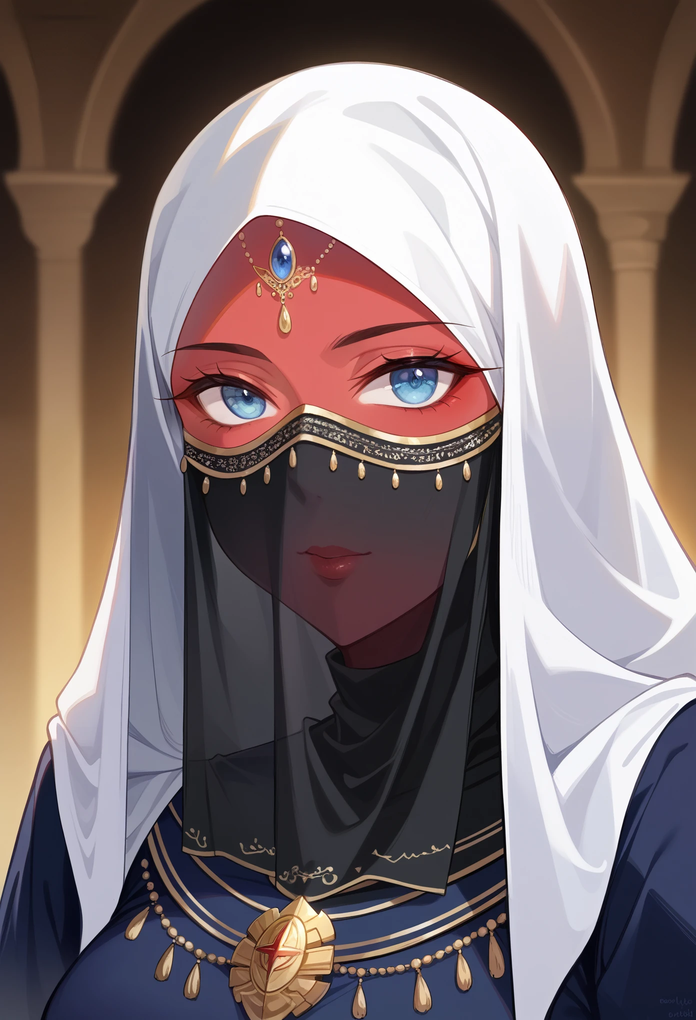 top-quality、Top image quality、masterpiece、Huge Girl((black mechanic body、Shining red body line、Thorny armor、18year old、silk hijab, face veil , Ager、Best Bust、big bast,Beautiful light blue eyes, Long、A slender,Large valleys、Reflecting the whole body)),hiquality、Beautiful Art、Background with((chee、Skyscrapers、helicopter、Bolides))masterpiece、depth of fields,