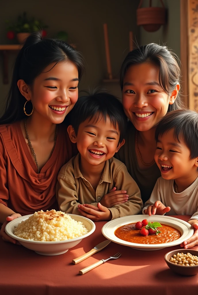 japanses best qualtiy,tmasterpiece,超A high resolution,perfect anatomia,(fidelity:1.4),RAW photogr,ssmile,Short-haired boy,25 year old woman and 2 year old boy,a woman and small boy, Mom and short-haired son,Cute mother and smiling toddler,cowboy shot,cinmatic lighting,Parent and of fashion model,adolable,, (NSFW:1.2)(Being in the living room)、(meal together)(sit on the table)、