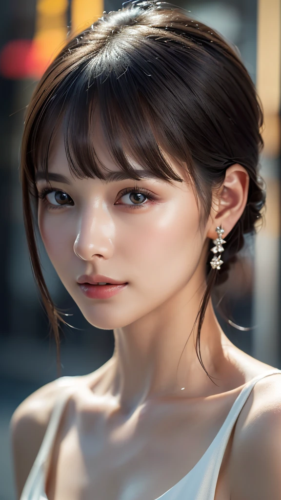 (8k、32K、masterpiece)、(Realistic)、(Realistic:1.2)、(High resolution)、(Random Configuration:1.6), Very detailed、Very beautiful face and eyes、1 girl、Delicate body、(Attention to detail、Rich skin detail)、(hig彼st quality、8k、Oil paints:1.2)、Very detailed、(Realistic、Realistic:1.37)、Bright colors, (Completely naked), Blunt bangs,whole body