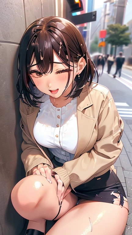 /quality
(masterpiece,best quality,High resolution,高quality,Realistic)

/HairstylesStraight Hair

/Clothes
(Pencil Skirt,Job interview suit,blouse,Jacket,Torn pantyhose:1.5,Earrings)

/Crouching pose,sit
Leaning against a wall,
(Spread your legs:1.5)

(Ahegao,orgasm,vapor:1.5,Wish:1.5),

/Other Crowds:1.5,Fair skin,Focus on the feet,Leaning against a wall,male,hand of:1.5,night, roadside,ID card,White chocolate:1.5,Nipples,(Spread your legs),Show off