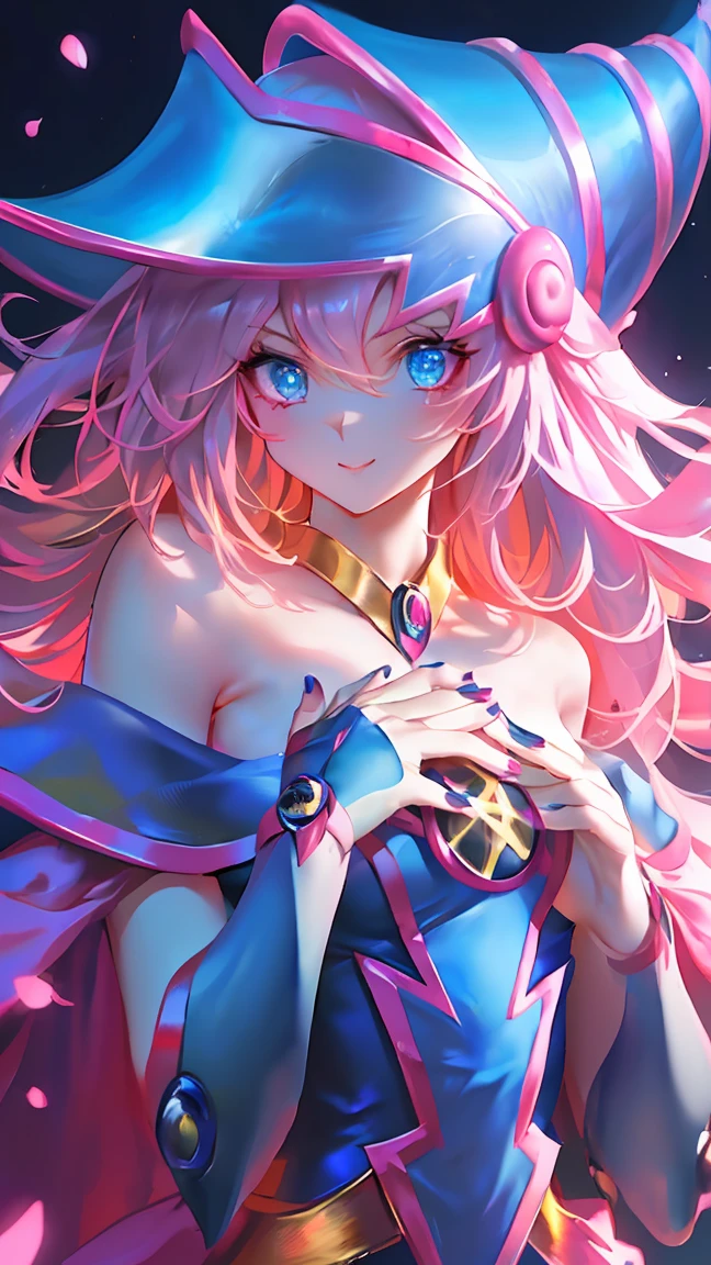 moody lighting, cute girl, (platinum blue hair), ((drill hair)), perfect face, smug smile, (glowing red eyes), (naked), (petite), (slender), (tiny breasts), (flat chest), ((18 years old)), skindentation, extreme detail, attractive oval face, pink lips, pink nipples, glossy skin, detailed hair, face focus, close-up chest, gold ornamental necklace, earrings, (1 girl),