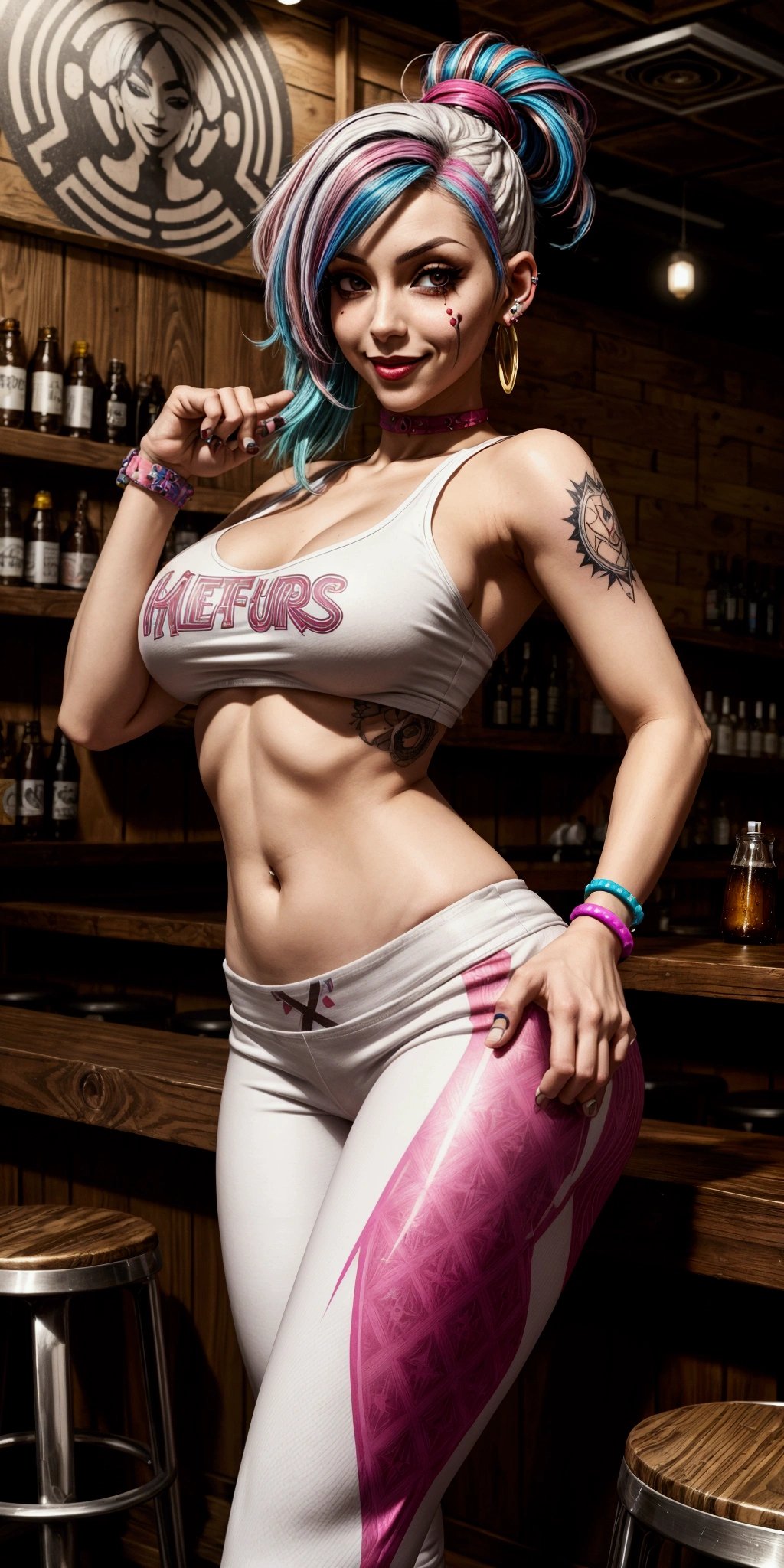 Octokuro, Nipple, punk, Informal, body piercings, 真实感, pretty woman, naked ass, Nudie, Sport, big breastes, big ass, 4k, nice ass, frontal view, silicone, pouting lips, tattoo, smirk, large breasts, muscular, wide hips, Slut