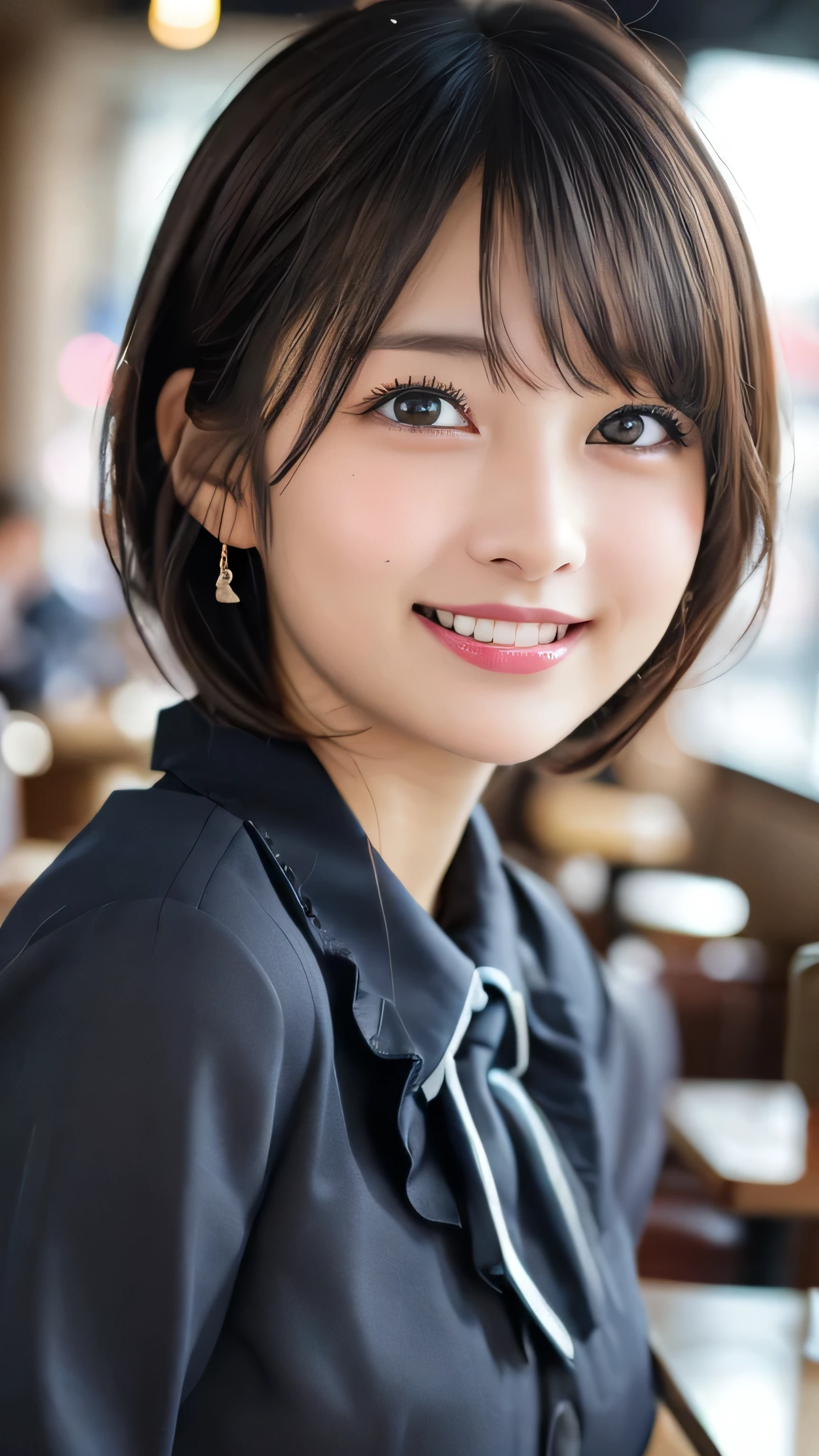 8k, Highest quality, Tabletop:1.2), (Realistic, Photorealistic:1.37), Highest quality, Tabletop, Beautiful young woman, Pensive expression,、attractive、And attractive facial expression, Cute maid outfit, Tie your hair back, Movie Background, Light skin tone、Headdress、Plaid、Bobcut、blush、Small breasts、amount、sheer、Portraiture、Face close-up,(8k、RAW Photos、Highest quality、High resolution:1.1)、(Super realistic:1.4)、(Realistic、Realistic:1.3)、Soderett Light、big、Two Girls、Realistic Face、Realistic body、Realistic Skin、Messy、masterpiece、(cute:1.8)、Cute girl、alone、(big:1.2)、Detailed black eyes、Innocent eyes、cheek、(School uniforms:1.2)、Cinema Light、Film Grain、jewelry、Earrings、((Medium Hair:1.1))、((Floating Hair Nova Dead Log Style))、Cherry-colored lips、Hair Ribbon,Hair Ribbon,ponytail,Close,Look Viewer,Long Hair,Upper Body,Open lips,Upper teeth,(Smiling eyes:0.6),(Grin:1.2),Deep Wild,Blurred Background,Eye focus,bokeh,young,85mm lens,Liabilities/1.4,Liabilities Lighting,young,Portrait,Photon Mapping,Radio City,Physically Based Rendering,ASİAN,((Cafe、Cafe:1.3)),((high school girl:1.3))
