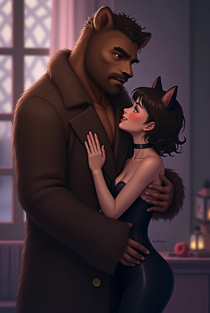NSFW, erotic, (generate princess belle kissing with a huge werewolf muscular beast from disney beauty and the beast, golden gown, teapot, cup, table clock, candle stick, show cleaveage, beautifull face, pretty face, beautifull eyes, beautifull nose, raytracing, beautifull fingers, beautifull hands, (4 fingers in 1 hand), full body photoshoot, pretty makeup, perfect anatomy, good lighting, professional photoshoot, sharp eye, fresh lips