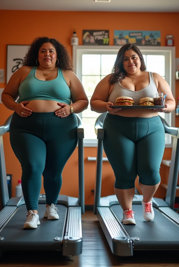 A 2 woman, overweight, in gym clothes