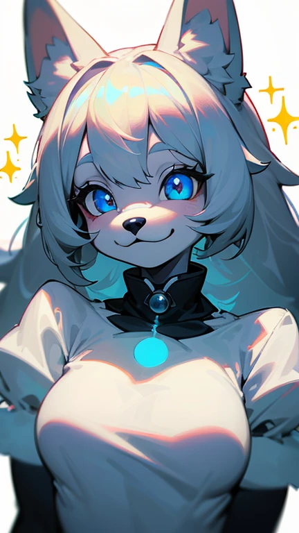 sticker, (die-cut sticker:1.2),
1girl, solo, standing, upper body, facing viewer, kindred, lamb,
long hair, (black sclera, blue eyes, white pupils:1.2),
furry, furry female, (white skin, white fur, white hair:1.3), body fur, white chest tuft,
huge breasts,
white outline, black background, simple background,
<lora:easy_sticker:1> <lora:kindred:1>