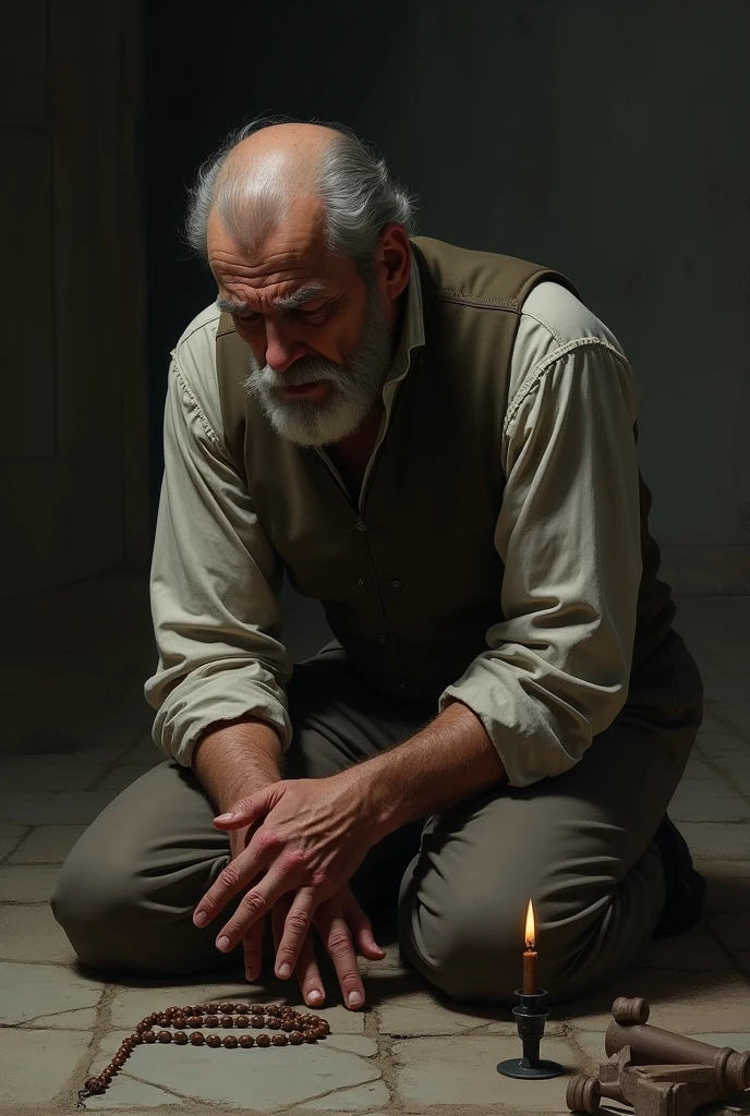 Image of A man praying to God with crying 

