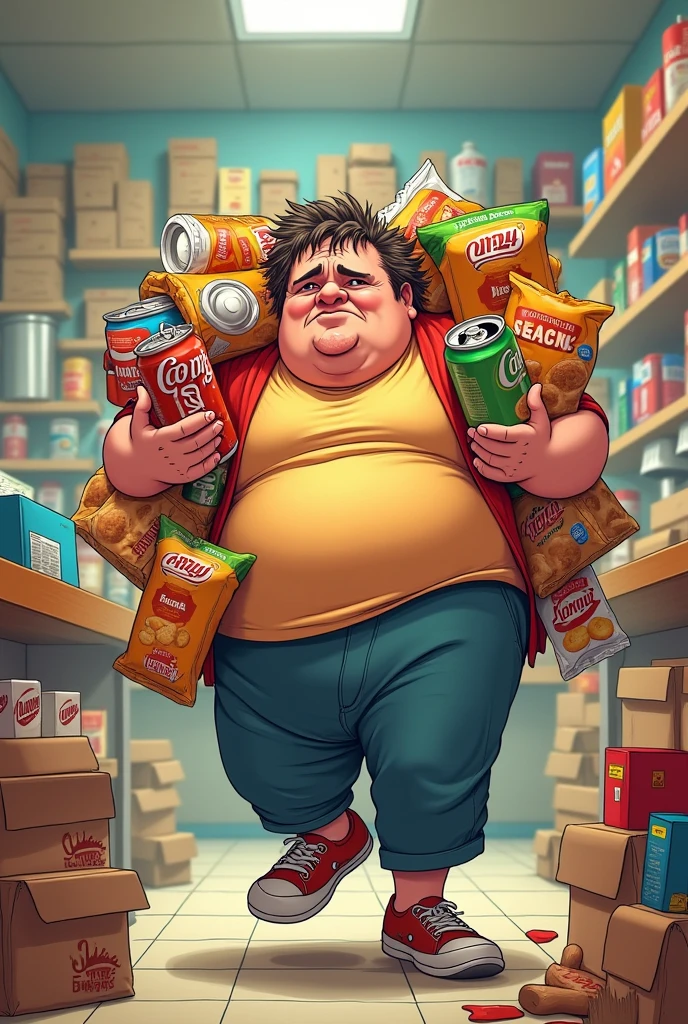 Fat guy drinking seven eleven slurpee