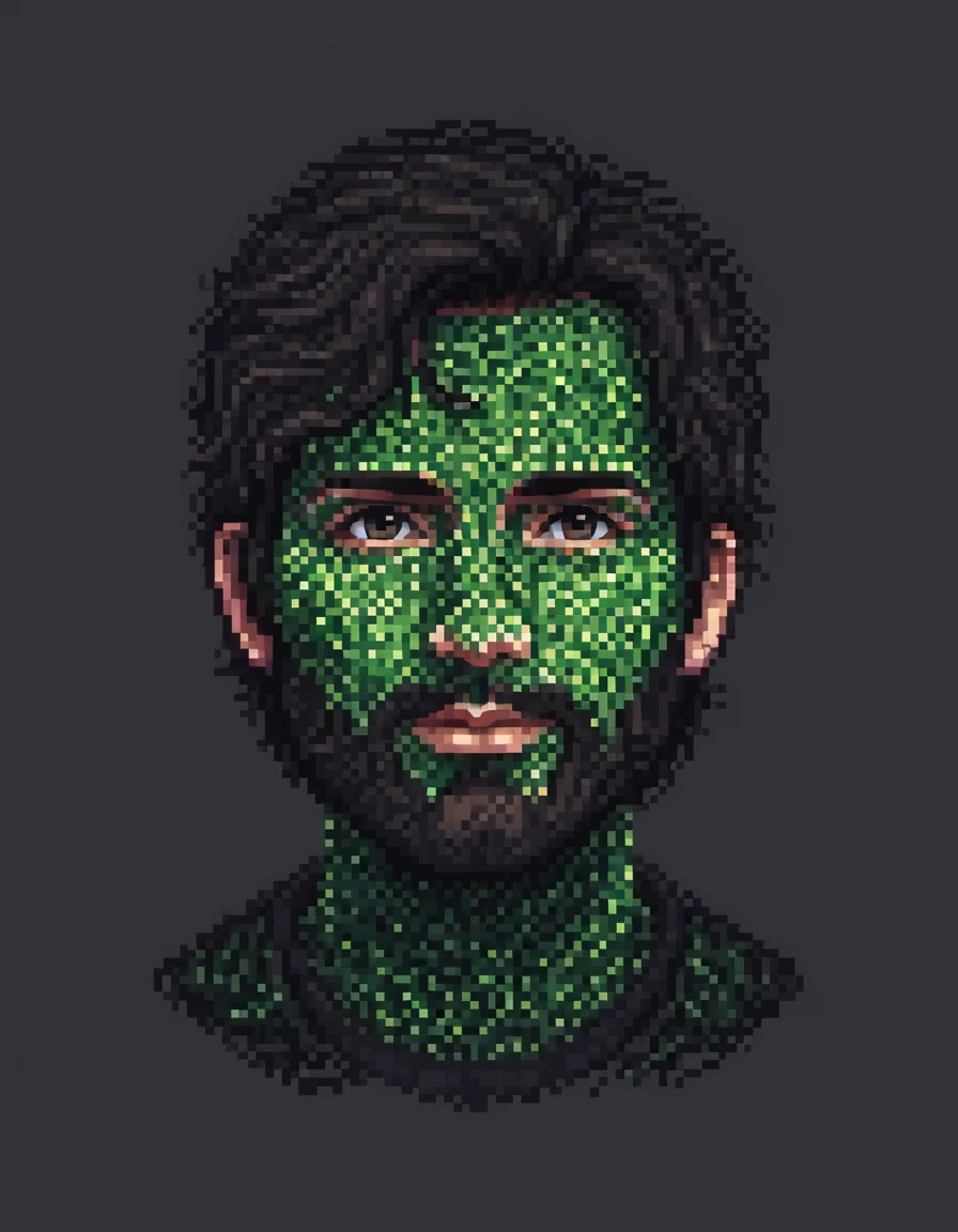 Pixel font，in style of data visualization design , portrait， in style of T-shirt design , 