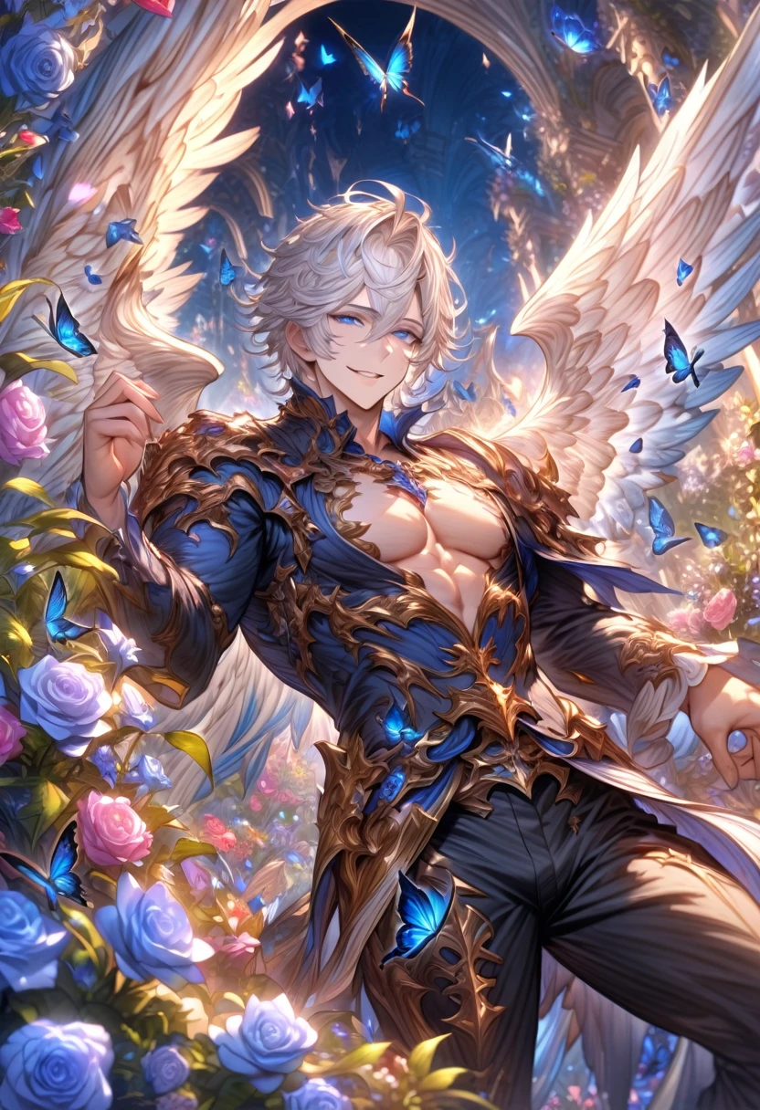 ((A male innocent young adult long silver hair male pixie with huge sagging manly pecs and colorful wings is wearing colorful mini glittery colorful pixie tight dress is being clapped and taking heavy breaths as he does so)), (the setting is a beautiful pixie magical village in a woods nearby lake with fireflies around), (yaoi), (yaoi hentai), orgasm, penis line, NSFW,
