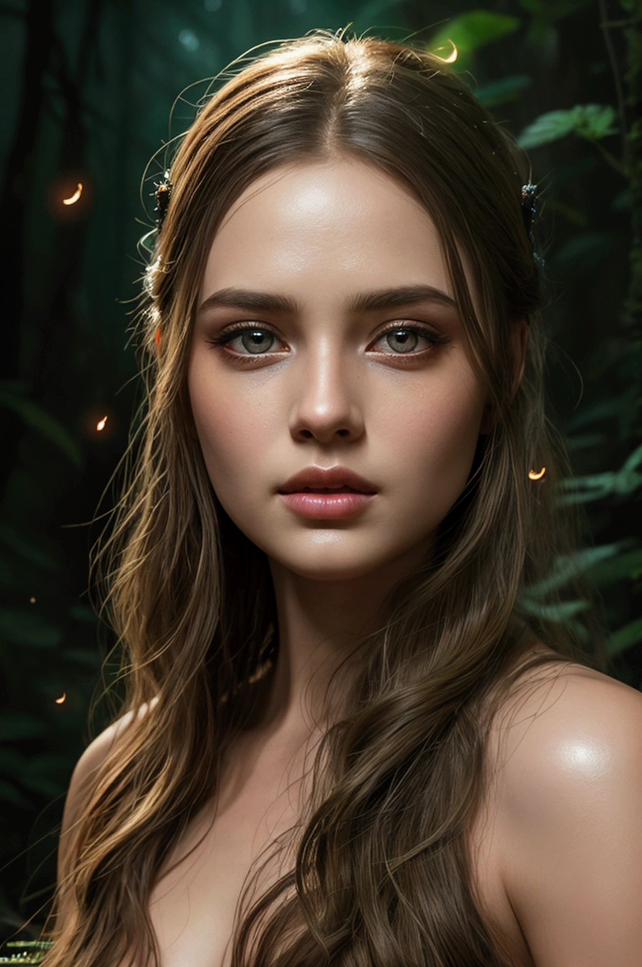 Sydney Sweeney vestindo uma manta branca transparente e molhada que permite ver as custas do seus corpo por baixo do tecido, She is in a forest at night and it is raining heavily making her completely wet, Loira de olhos verdes e cabelo branco curto, She's skinny, tem seios pequenos, pele ultra realista e detalhada, olhos verdes, batom escuro, safada e provocante, (low lighting, Loira de cabelo branco curto ). Seios pequenos, hands covered by presta gloves, Uma mulher magrinha, fotografia profissional, cintura fina, quadril fino, ultra realista detalhado, rosto pequeno europeia, pose sexy. (ultra realistic and detailed photography, best quality, realistic photography style, sexy, cinematic effect, ultra realistic and detailed cracked skin, slim waist, provocative pose. Blurred background highlighting the character of a sensual nurse, high shadow curve, maximum sharpness , full HD resolution, photography with wide-angle lens, f1.2 background blur, dark vignette, highlighted shadows).(Rosa fosco、light particles),(estilo de paul rubens e rebecca guay:1.1)[Ana de armas : Natalie Portman : 0.7],(obra de arte, retrato:1.2), ((Realisticidade: 1.2)), ((best resolution: 16K, ultra hd,bokeh)). 