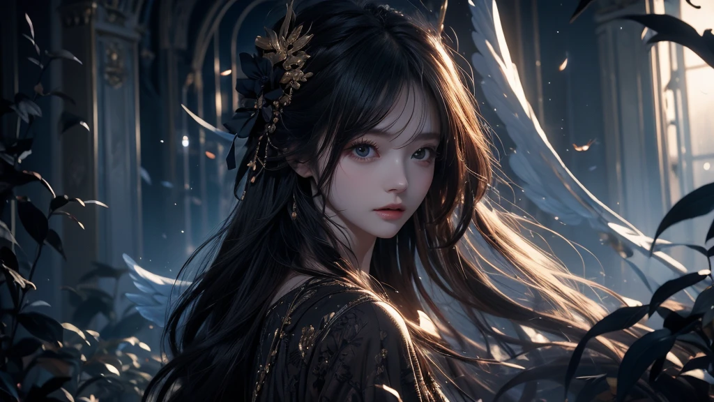 original, (masterpiece), (illustration), (Very good and beautiful), (Perfect details), (единство CG 8K обои:1.05), (nice and clear background:1.25), (depth of field:0.7),1 girl,Huānyǐng yǐ , (zhàn zài hé biān:1.15).(Hair fluttering in the wind:1.1),bǎbié fēi zài wéiróu, (Moonlight:0.6), tree, (summer), (night:1.2), (Close-up:0.35), (gloves:0.8), One ,