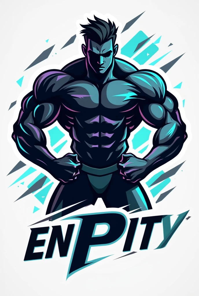 A logo for a gym that says: "ADN Fitness" and in lowercase say "musculacion". In addition to having muscles, weights and the DNA symbol in the background.