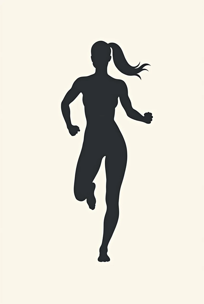 Silhouette Art。PAPERCUT。Solid black。No background。Woman running alone。Holding your phone in your hand。Put earphones in your ears。Wearing half pants。Small breasts。