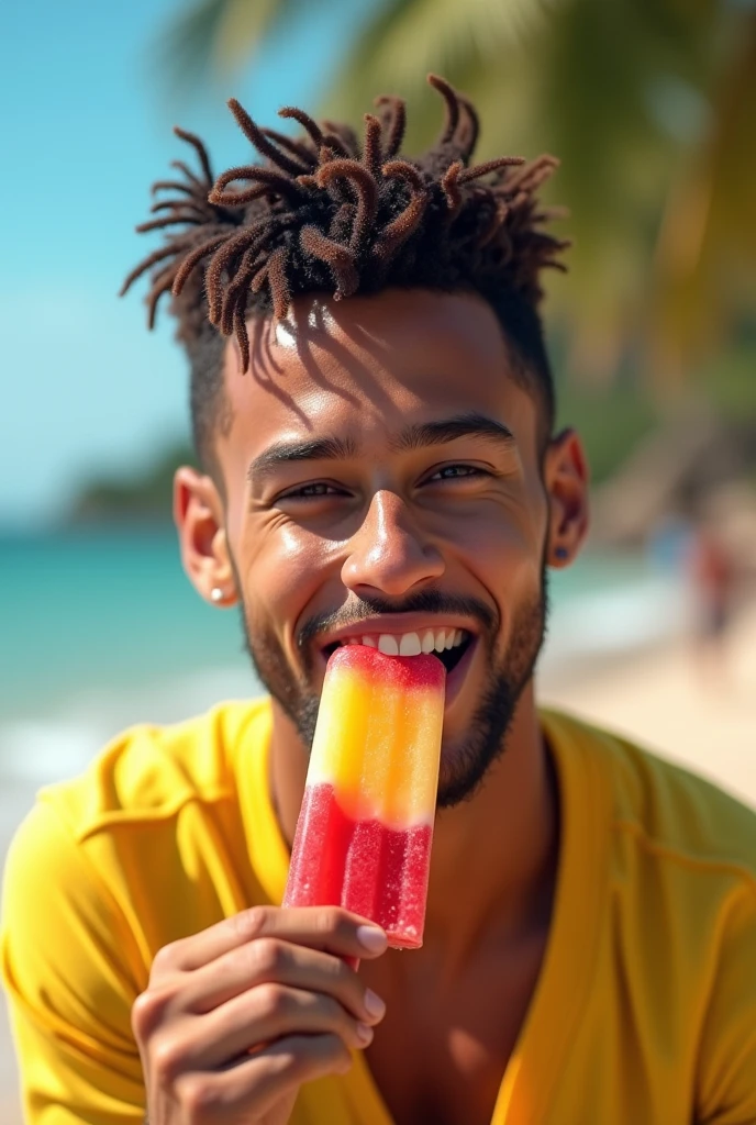 Solo men eat mango two hand eye blue 