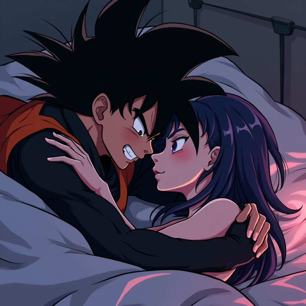 astro boy being intimate with a woman in bed