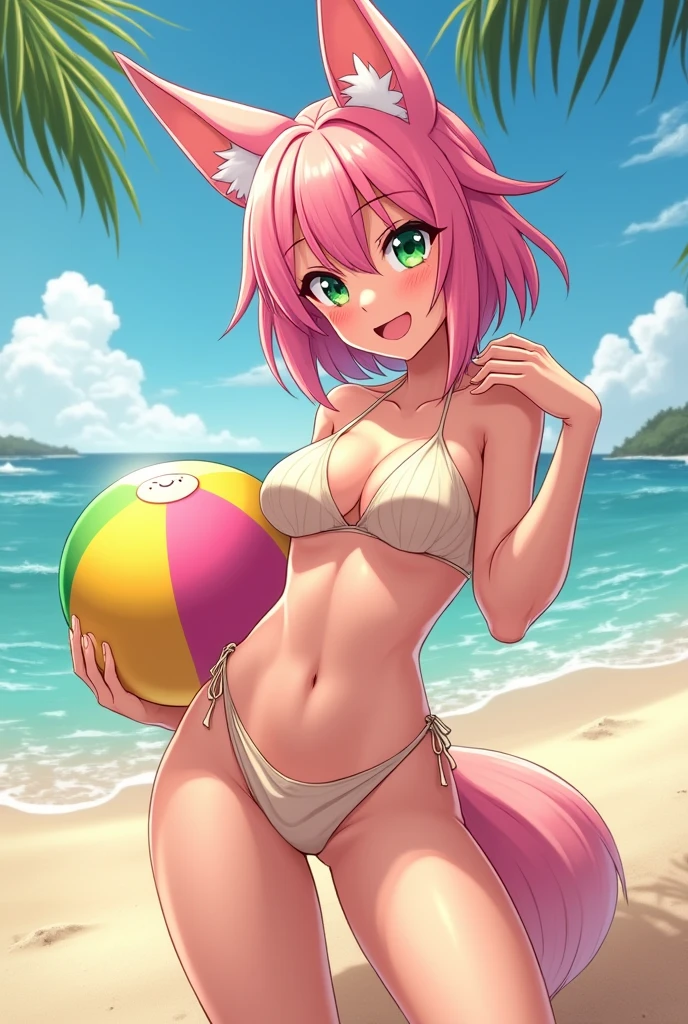 ((high quality colour line art)), (highly detailed), ((cute girl crawing, smiling)), ((doggy style)), (((((small breasts))))), looking at viewer, necklace, (((sunny beach))), tanned skin, ((naked)) (((anatomically correct))), (long purple hair)