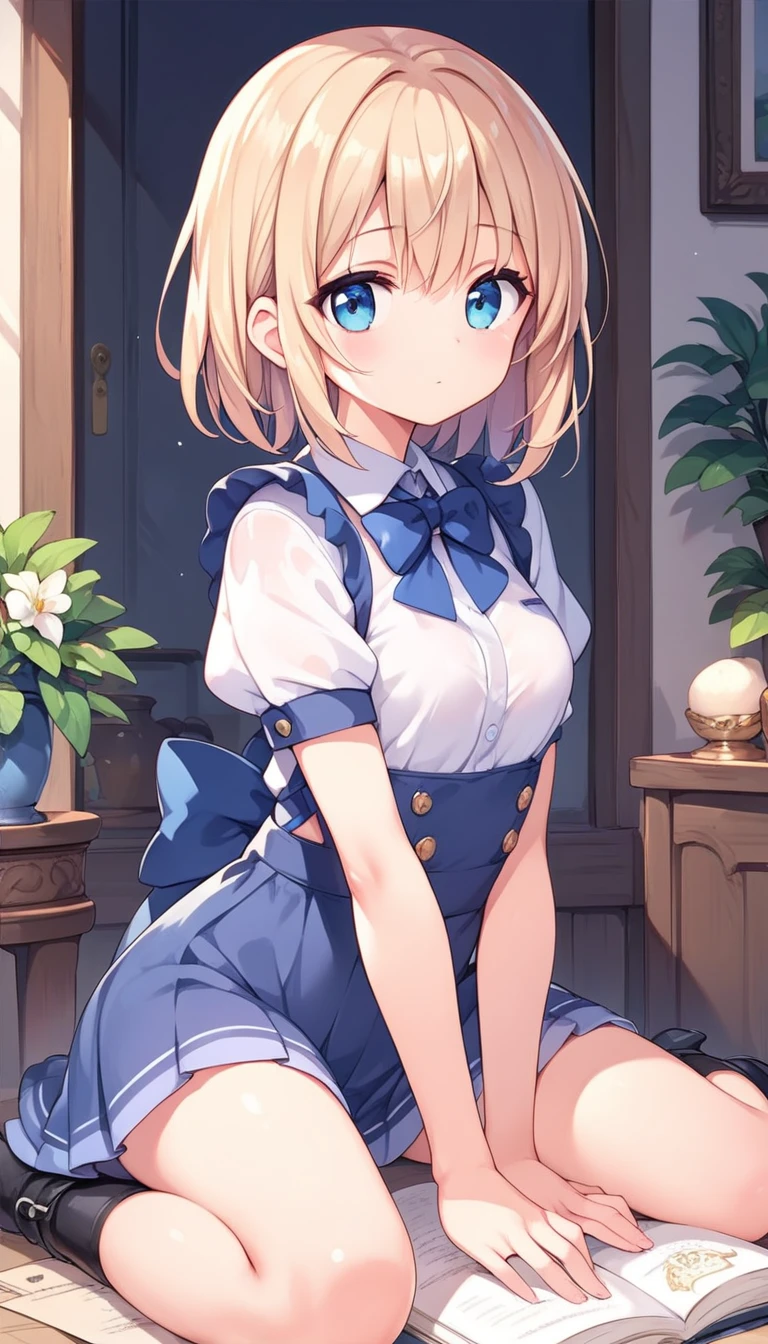 (((masterpiece))), (((best quality))), ((ultra-detailed)), (illustration), ((an extremely delicate and beautiful)),
Situation 1girl, Solo,Looking at Viewer, 
Hairstyle Long hair, Bangs, Blonde hair,braid, Ahoge,Twin-tailed, ((twin braids)),(flipped hair),(messy hair),volumey,(low Twin-tailed),absurdly Long hair,
顔
Green eyes,happy,smile,open mouthbody typebreasts,large breasts,thighs,thighhighs,white thighs, ,(),
ClothingSkirt, gloves, pleated Skirt, frilld,  zettai ryouiki, Capelet, garter strap, white Skirt, Underbust, blue gloves,Cross-laced clothes,(blue Capelet), Underbust,straplessdress,(knee high socks),white knee-high socks,(sleeveless),cleavage cutout,
Decorative choker,Bow, bow ribbon, hair Bow,Red bow ribbons,Cross,Cross choker,Cross earrings,
Pause
,letemeraire, ass focus, 