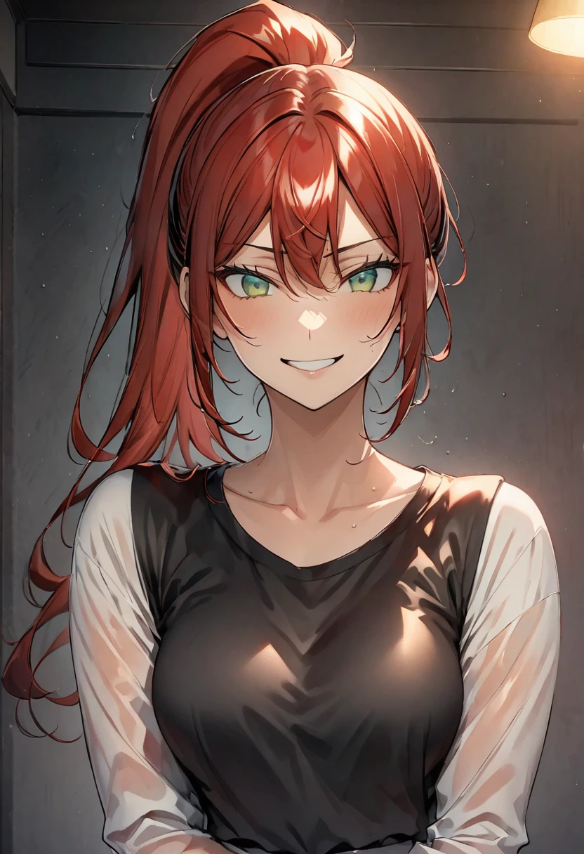 Big boobs red hair green eyes ahego face cum on face and boobs anime girl