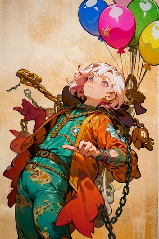 There is a woman with balloons and chains on her back。, Greg Tocchini, inspired By Tomer Hanuka, By Tomer Hanuka, Joan Rua, James Jeanとウロップ, bastien yoshitaka amano, Inspired by Assaf Hanukah, James Jean・アート, James Jean, James Jean, アートジャームとJames Jean