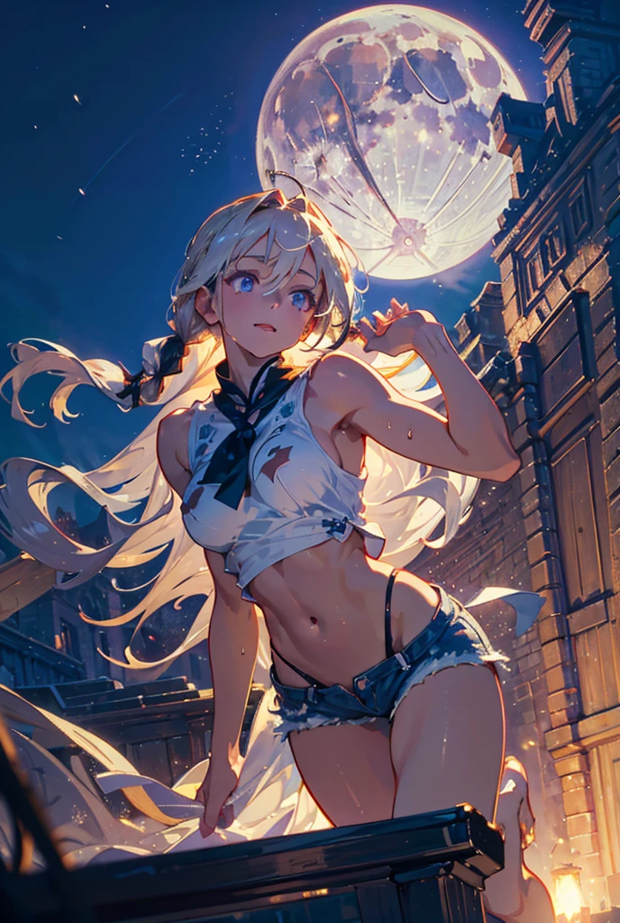 ((masterpiece)), ((Best quality)), (high resolution), (illustration), (an extremely delicate and beautiful), (ultra detailed beautiful face and eyes), nsfw,   1girl, leaning forward,  YukineChris, long hair, purple eyes, twintails, low twintails, ahoge, large breasts,volumetric lightning, moon night,knight_armor
detailed skin texture, detailed, volumetric shadow, anime screencap,Highest quality, Sorceress, ancient lonian nobility, ((tan skin:1.2)), (brown skin color),Long hair, twin braids, hair ornament, wine colored hair, smile, Below average size breasts, bare shoulders, Leg spread、Groin、Yukine Chris、Wet condition
nude、Wet_shirt,Wet _underwear、tear_underwear
8K, masterpiece, Best_quality, high_resolution, ultra_details, detailed, 1girl, 独奏, looking_at_viewer, upper_body, braid, bangs, white_hair, hair_ribbon, hair_between_eyes, blue shorts、style(open_reg,hip_up)

sidelocks,depth_of_field,french_braid, sharp focus, perfect hands, perfect face, perfect eyes, perfect light, dynamic light, natural light, Masterpiece, Best quality, Cang、green、moon、