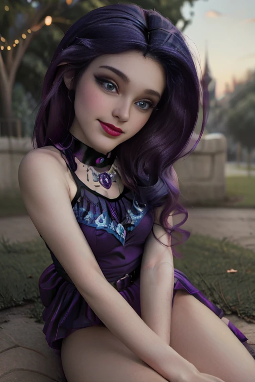 (Masterpiece, The best quality:1.2), only, 1 girl , beautiful teenage girl europea , sexy model  , mlp ,glow, Nice smile , make-up , Red lips , looking at the viewer , Nice smile ,  17 years , beautiful teenage girl , teen model , blue eyes, park ,evening , lindo make-up , Red lips , purple hair , purple hair , Full body photo , mlp , Rarity , tiene senos grandes , cara de felicidad , alegre , linda sonrisa , parque , dia soleado , hermoso jardín , ropa a la moda