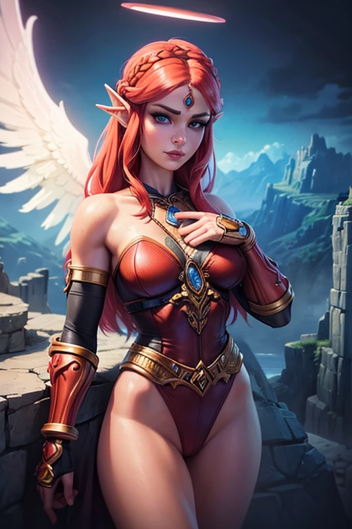 ((Jennifer Garner as Electra)), ((very muscular body)), ((red hair)), ((Electra)), ((angelic warrior princess)), ((camel toe)), ((cameltoe)), ((sheer dress)), ((Holding weapon sitting on throne)), master piece, best quality, ((realistic)), ((1 person)), 8K picture quality, extremely delicate and beautiful, magnifica, Official art with attention to detail, Ridiculous, unbelievable Ridiculous, huge filesize, ultra-detailliert, highly detailed, (Pretty girl), (Detailed and petite girl),, ((Perfect female figure)), Slim waist, Cover your chest with your hands, (tattoos all over body)), With a powerful presence, Her body decorated with a unique blend of abstract and realistic designs, Digital Art, Altgerm, hyperdetails, Top Fade, Cowboy Shot, Dark Fantasy,