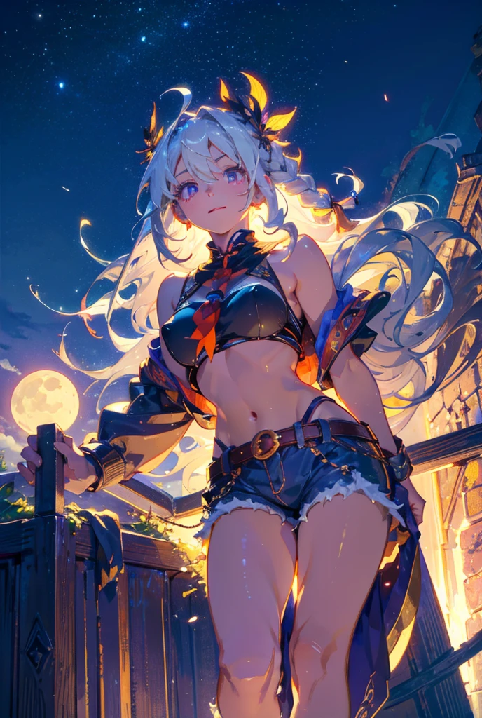 ((masterpiece)), ((Best quality)), (high resolution), (illustration), (an extremely delicate and beautiful), (ultra detailed beautiful face and eyes), nsfw,   1girl, leaning forward,  YukineChris, long hair, purple eyes, twintails, low twintails, ahoge, large breasts,volumetric lightning, moon night,knight_armor
detailed skin texture, detailed, volumetric shadow, anime screencap,Highest quality, Sorceress, ancient babylonian nobility, ((tan skin:1.2)), (brown skin color),Long hair, twin braids, hair ornament, wine colored hair, smile, Below average size breasts, bare shoulders, Leg spread、Groin、Yukine Chris、Wet condition
nude、Wet_shirt,Wet _underwear、tear_underwear
8K, masterpiece, Best_quality, high_resolution, ultra_details, detailed, 1girl, 独奏, looking_at_viewer, upper_body, braid, bangs, white_hair, hair_ribbon, hair_between_eyes, blue shorts、style(open_reg,hip_up)

sidelocks,depth_of_field,french_braid, sharp focus, perfect hands, perfect face, perfect eyes, perfect light, dynamic light, natural light, Masterpiece, Best quality, Cang、green、moon、