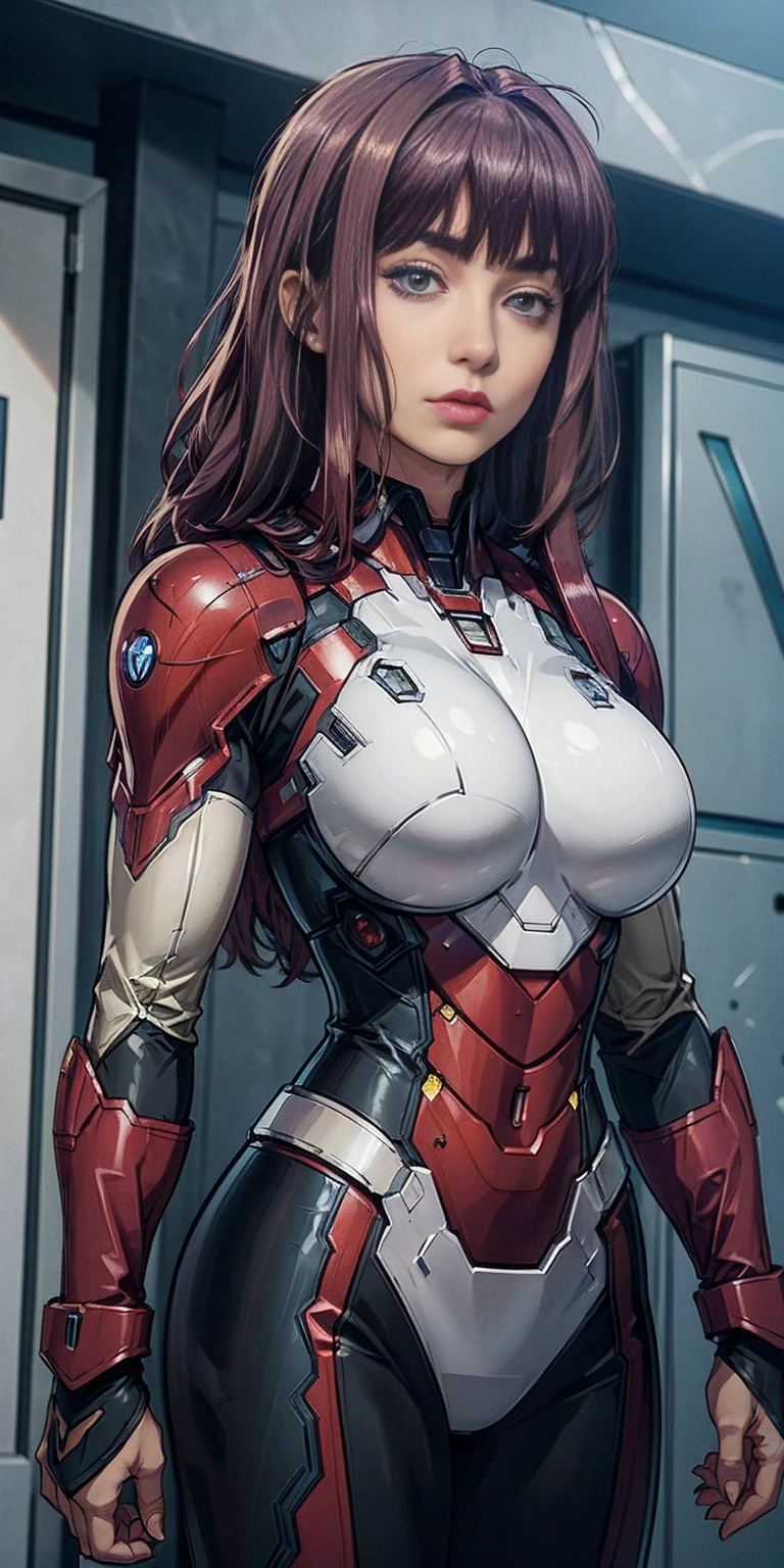 Mira Suou in Iron Man armor: Mark XLIX Rescue Armor, Detailed costume design