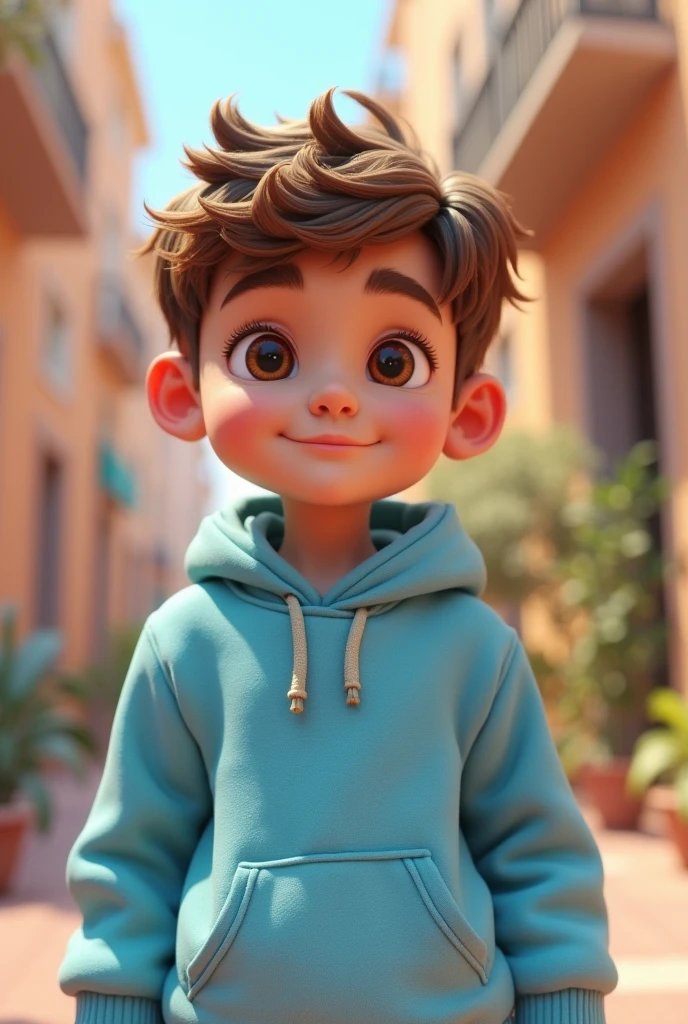 Textured Pompadour With Short Sides Haircut on smiling boy with brown hair