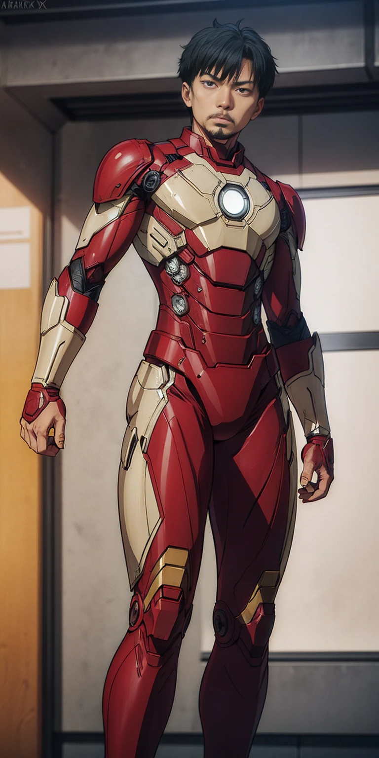 Akira Todo in Iron Man armor: Mark XLIX Rescue Armor, Detailed costume design