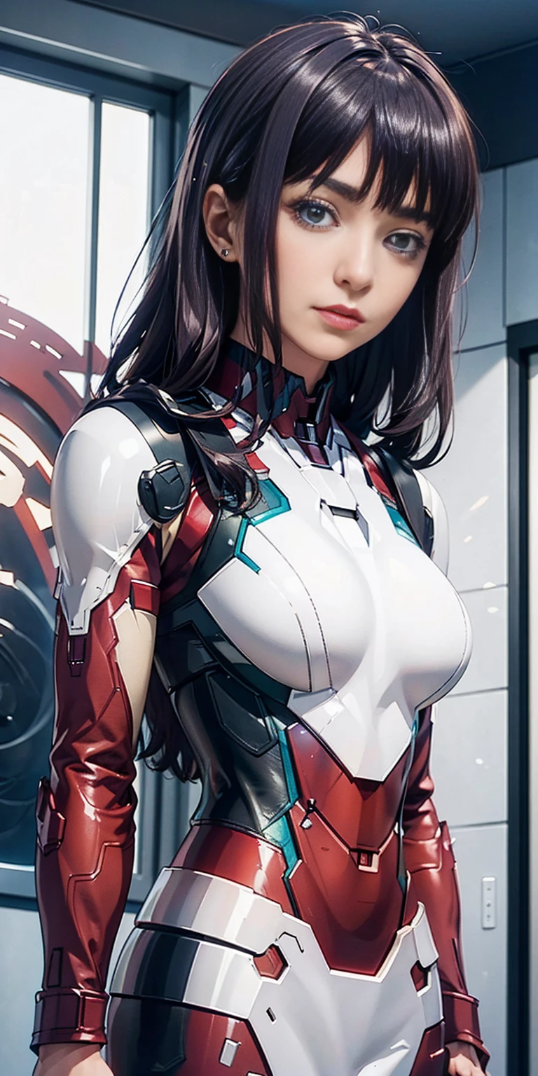 Mira Suou in Iron Man armor: Mark XLIX Rescue Armor, Detailed costume design