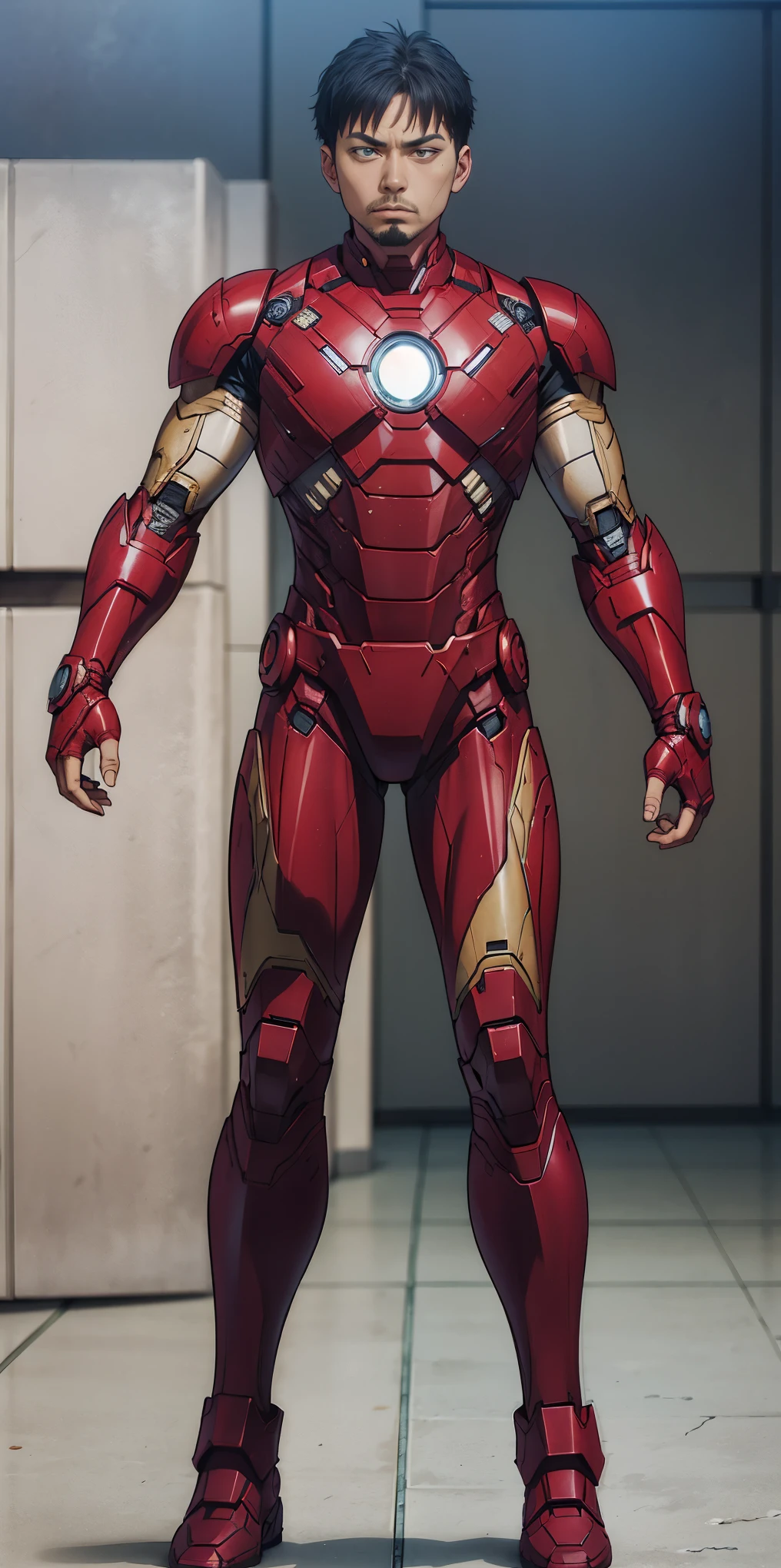 Akira Todo in Iron Man armor: Mark XLIX Rescue Armor, Detailed costume design