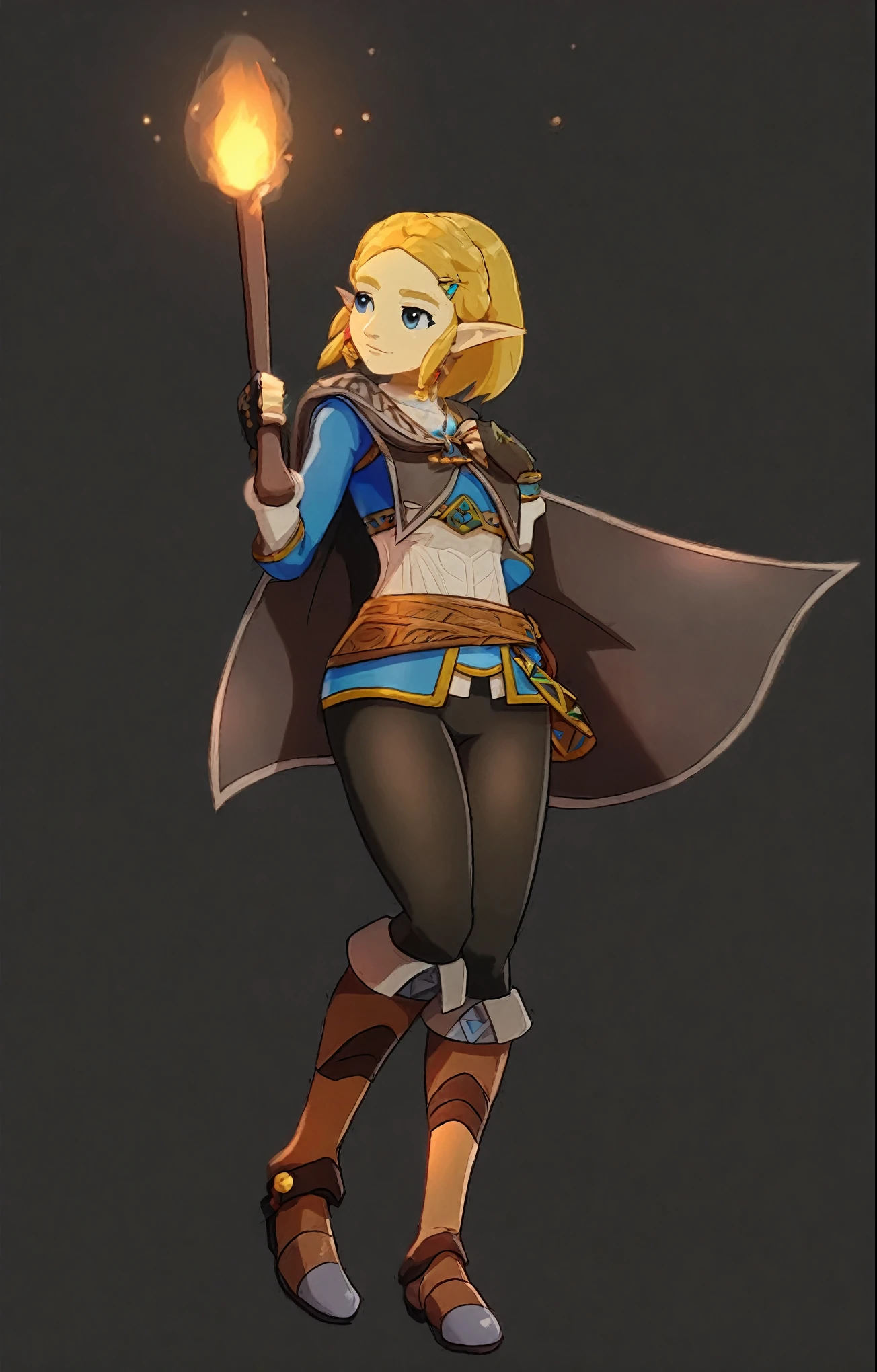 a cartoon image of a woman holding a torch in her hand, OTW style, Zelda OPEN, zelda style art, portrait of zelda, female protagonist 👀 :8, breath of the wild style, the same goes for Zelda, Princess Zelda, Estilo de arte de Breath of the Wild, she is holding a sword, zelda with triforce, OTW, portrait of princess zelda