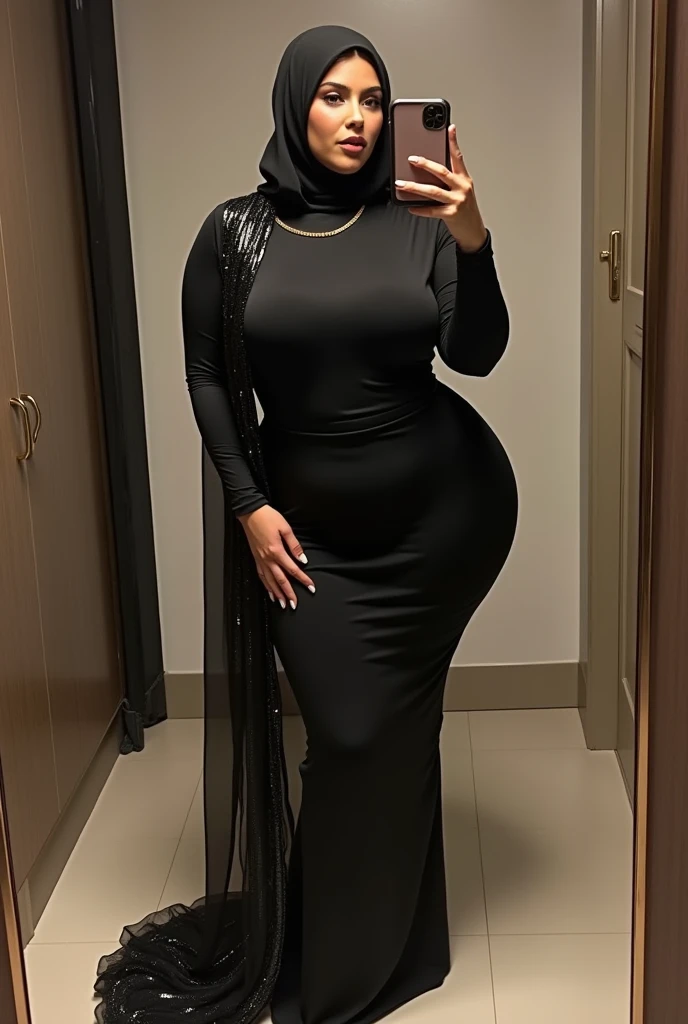 Busty thicc Egyptian mom in store. Sexy outfit. Abaya. Optimistic best quality,highres,ultra-detailed,realistic:1.37),curvaceous,mature,voluptuous,curvy, sultry, seductive, alluring, big sexy fat ass hijabi woman mature, thick ass, thick thighs, feet exposed