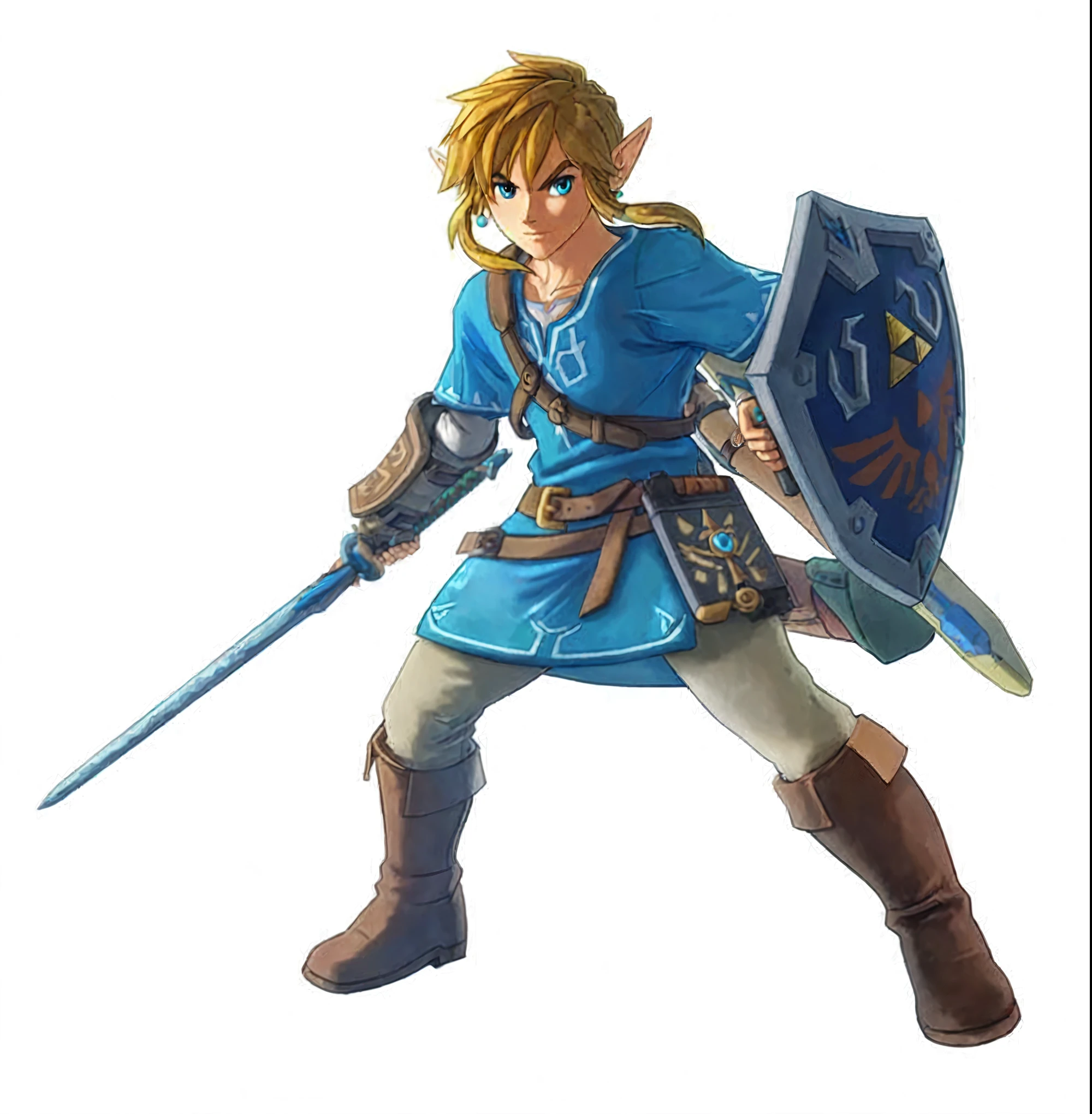 a close up of a person holding a sword and shield, OTW style, breath of the wild style, um retrato de link, link from zelda, Zelda OPEN, OTW, zelda style art, Estilo de arte de Breath of the Wild, from Legend of Zelda, link from the Legend of Zelda, Zelda breath of nature, Legend of Zelda