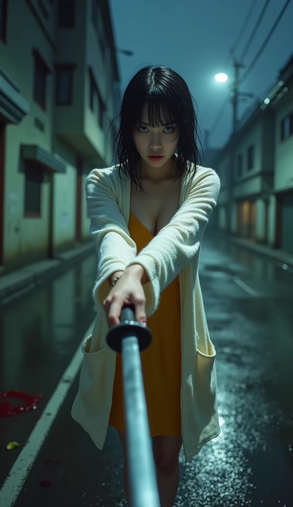 In the rainy tunnel、Wearing only a jacket over completely naked skin、Embarrassed Japanese beauty