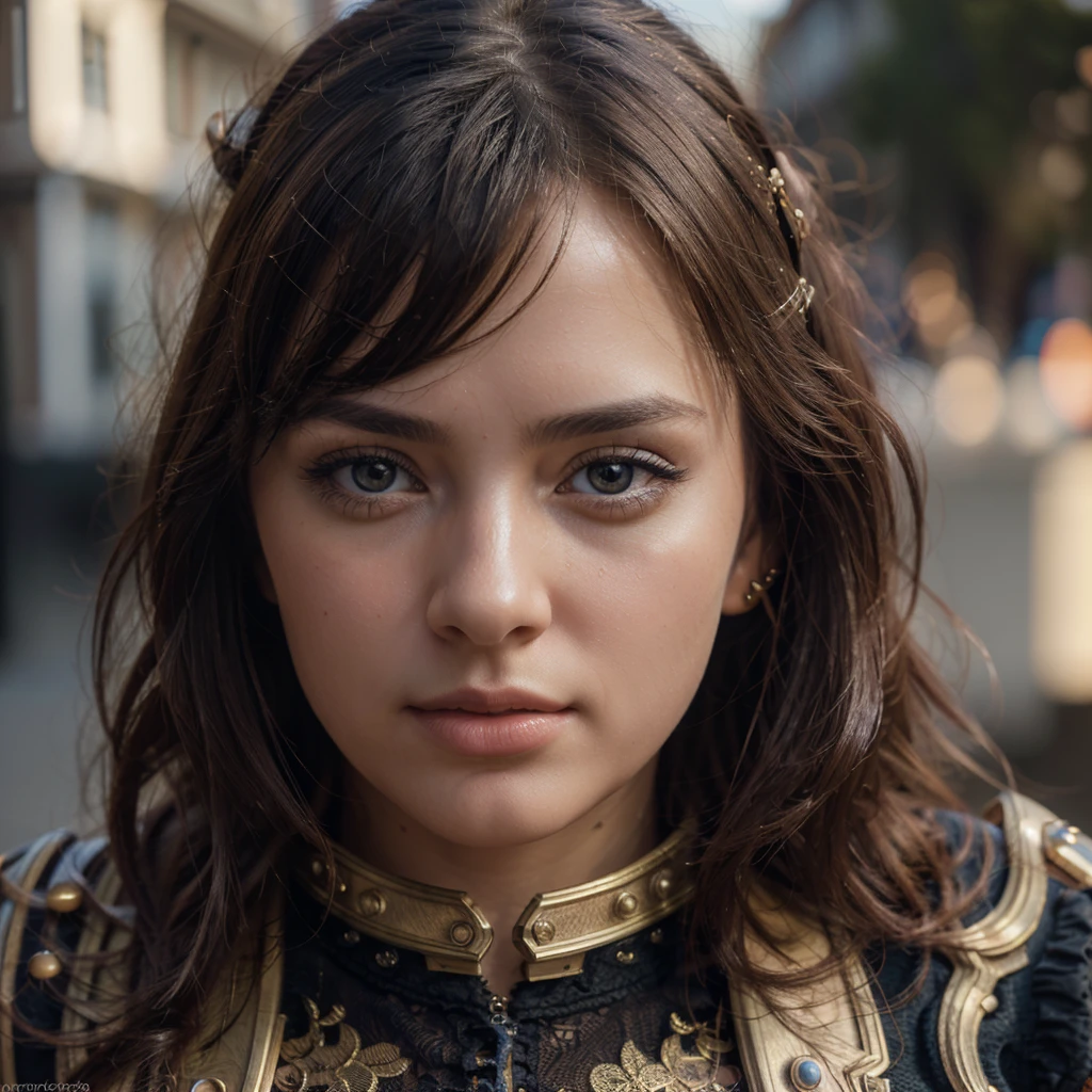 (masterpiece:1.3), (8k, realist, RAW Photos, of the highest quality: 1.4), (A girl), beautiful face, (realist Face), (black-brown fur, short hair:1.3), Crown of flowers, beautiful hairstyles, realist eyes, Beautiful fine details, (realist Skin), beautiful skin, (dress), absurd, Charm, ultra high resolution, ultrarealistic, Red lips, beautiful smile, sexy.