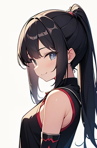Cute anime girl,, black hair, black eyes, hanging eyes, thick eyebrows, brown skin, see-through, wet outfit, big eyes, short ponytail, hair between eyes, long sideburns, big, short stature, sexy pose, ecchi, digital drawing, anime face, high quality, high definition, ultra high definition, 8K, sharpness, sharp contours, full body, perfect anatomy, bathroom, air mat, white nano bikini, blush, smile,