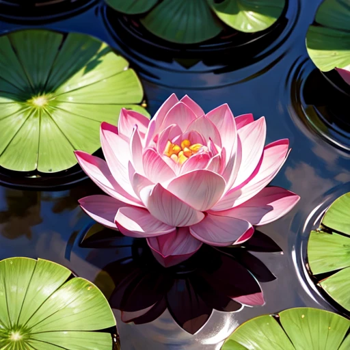 rose lotus flowers blooming in a garden inside muddy swamp