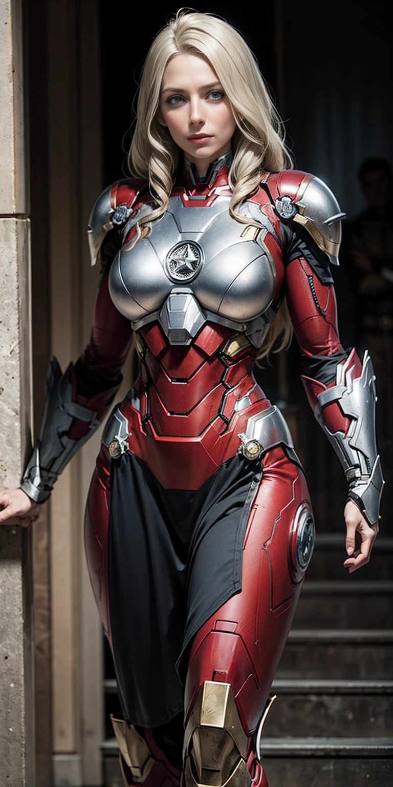 Mercedes von Martritz in Iron Man armor: Mark XLIX Rescue Armor, Detailed costume design