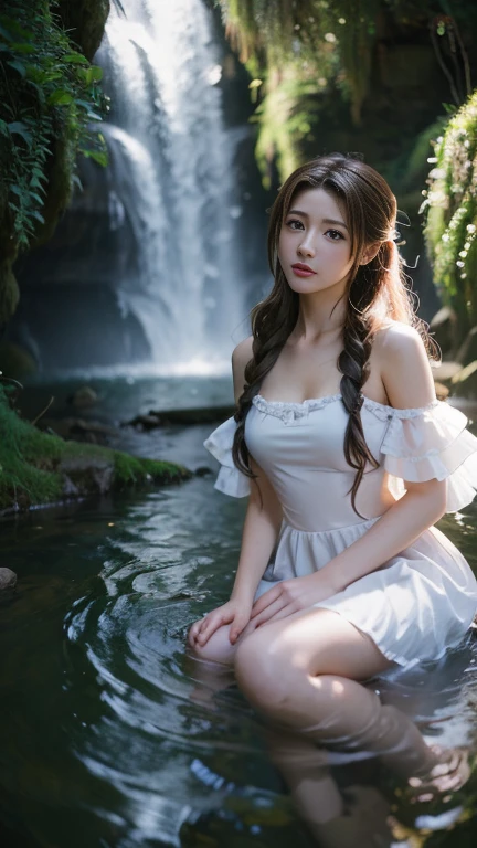 Aerith Gainsborough, (cosplay), (Masterpiece, best quality:1.2), 1 girl, alone, In the depths of wonderland，Moonlight falls like water，mist room，The heroine&#39;s figure was not clearly visible.，Just like the angel in the painting.，sexy legs，Very beautiful legs，Sexy legs，big breasts，美丽而又带着一丝mystifying的色彩。Her face was beautiful and delicate.，Like intricately carved jade，Revealing otherworldly beauty。Eyebrows are beautiful，The waves in my eyes are like twinkling stars.，It shows the light of perseverance and wisdom.。The bridge of the nose is straight.，Lip color like cherry，The slightly raised corners of the mouth reveal confidence and calmness.。Her face was clear.，The skin is as fair as jade.，Reveals a healthy glow，Like an angel, She had never eaten fireworks in this world.。Her makeup was light and delicate.，There isn&#39;t too much embellishment.，But when he had shown his emotions and charm。Light foundation helps reveal skin&#39;s transparency.，A lightweight eyebrow pencil helps create her perfect brow shape.，Eye makeup is eyeshadow and eyeliner.，It made her eyes brighter and more energetic.。嘴唇涂上grace的口红，Add a little charm and sophistication。她的衣服grace别致，naked,Show your nipples,big tits,The canal is being drilled and is underway.，It seemed to be blown away by the wind every time.，drifting into the distance。既不失grace，Also shows her special skills.。Move to her moves。Her hair was casually pulled back.，Stay safe with hosta，Some strands of hair blow in the wind.，Add a little softness。Her body appeared in the heavenly realm.，宛如一道big breasts美丽的风景线，Attract everyone&#39;Interest。She looks like an angel in a wonderland.，big breasts美丽、grace、mystifying、and full of energy,Open thighs