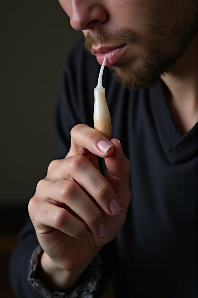 Man drinking his own sperm