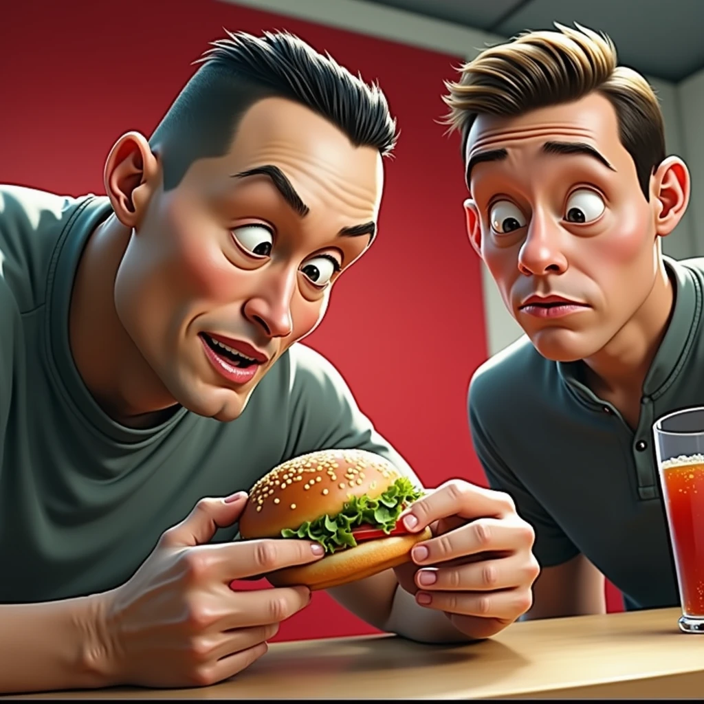 Jerry's eyes widened as he opened his mouth to watch Tom eat chicken drumsticks