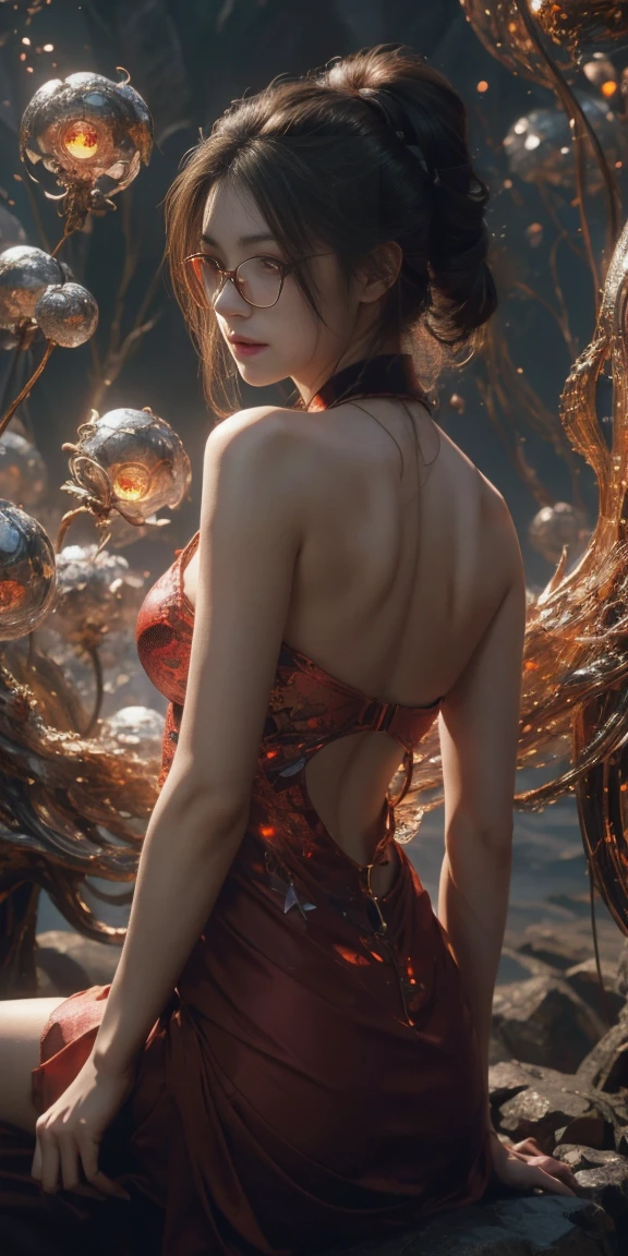 8k, masterpiece, RAW photo, best quality, photorealistic, extremely detailed CG unity 8k wallpaper, Depth of field, Cinematic Light, Lens Flare, Ray tracing, (extremely beautiful face, beautiful lips, beautiful eyes), intricate detail face, ((ultra detailed skin)), ((1girl:1.9)), ((alone:1.9)), ((seductively standing pose)), (official art, beautiful and aesthetic:1.2), deep shadow, (sharp focus), [((Raiana-Elizabeth-Dilla:1.9))], pretty girl, (very slim slender fit-muscled body:1.9), ((beautiful legs:1.4)), (big smile:1), (((ultra-short ((red:1.5)) casual-style clothes))), (((fractal art:1.1),(colorful:1.1)(flowers:1.3),(zentangle:1.2), (abstract background:1.3), (shiny skin), (many colors:1.4), (feathers:1.5))), beautiful earrings, bracelets, necklace, red pendant, clear eyes, (pale skin), (face forward), ((whole-body-view)), ((full-body:1.8, cinematic shot)), soft lighting, (long black hairs), (looking at viewer:1.8), cleavage breasts, (large breasts:1.4), highly detailed, ultra realistic, extremely detailed and realistic ((red:1.5)) clothes.