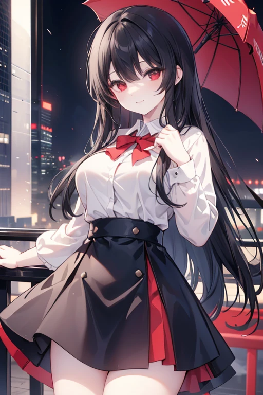 Dog 1、Woman 1、Red miniature dachshund、Red miniature dachshund long hair、dog'color is red、woman with very long black hair、Busty women、Spectacular views、Night Scene、The view from the top of the hill、Full moon night sky、swirling starry sky、8K、Best Quality、詳しいdogの顔、The woman is facing the opposite direction、Ria、I can't see a woman's face、The whole body is in the photo、Like the night view of Tokyo、The woman is wearing a miniskirt and her crotch is visible.、Pantyhose legs