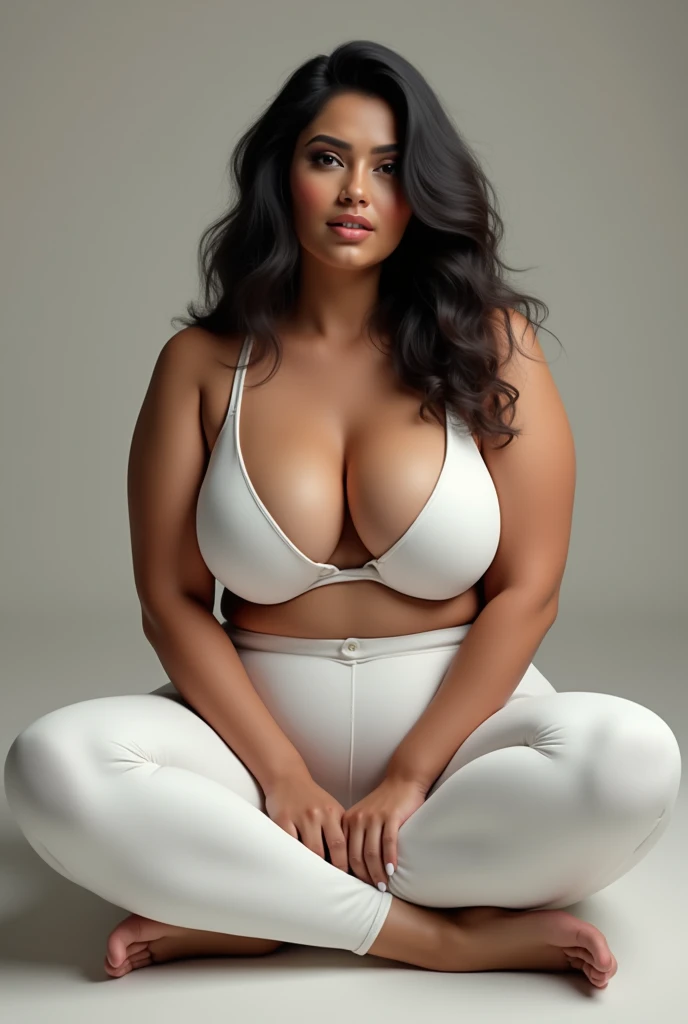 Full shot of sexy mature milf ,Aishwarya Rai  wearing nakeds ,white background , exercising , sweaty body , wet in sweat ,sweaty body ,fit body, fit, tight outfit, fit curvy physique, holding her son