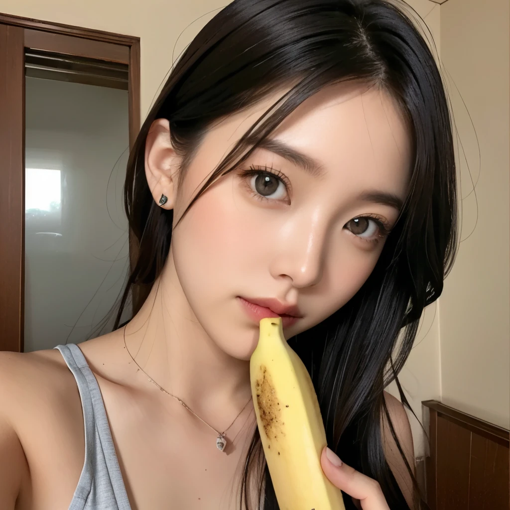 Open your mouth、Eating a banana、Wet sexy lips、There is a lot of saliva