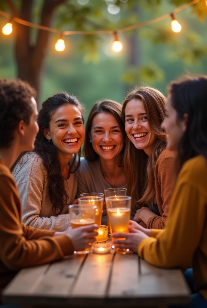 3 girls in resturant talking selfe